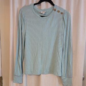 Light Blue Long Sleeve Top with Button Detail